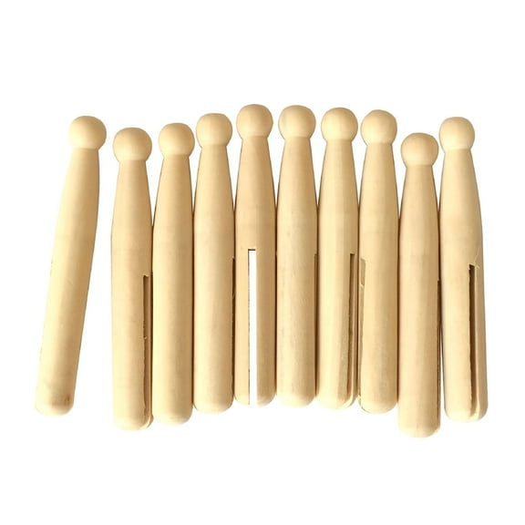 LAMIRO Wooden Clothespins 10pcs Wood Clothespin Slotted Wooden Sticks Handmade DIY Craft Household Decorative Ornament