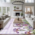 thumbnail image 3 of Summer Flower Iris Area Rugs 5x7 ft Purple Plaid Country Watercolor Washable Rug Non Slip Indoor Carpet Absorbent Floor Mat for Living Room Bedroom Dining Room, 3 of 9