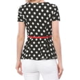 thumbnail image 4 of INSPIRE CHIC Women's Round Neck Short Sleeves Polka Dots Peplum Blouse with Belt S Black, 4 of 8