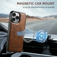 thumbnail image 5 of ELEHOLD for iPhone 16 Pro Leather Case Premium Leather Material with  Magnetic Detachable Card Holder Compatible with Mag Safe Charging Shockproof Slim Lightweight Case for iPhone 16 Pro ,Brown, 5 of 7