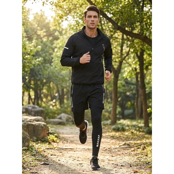 Men's 4pcs Compression Tracksuit Set, Quick Dry Gym Activewear for Running, Training, Basketball, Fitness and Outdoor Sports