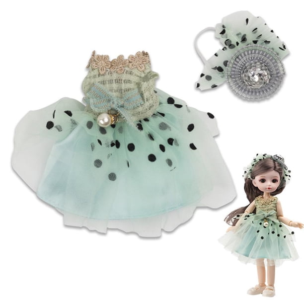 Mini vestido De Muñeca para niña De 26cm perfke Trajes De Muñeca Azul