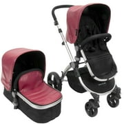 Babyroues Letour Lux II - raspberry leatherette canopy and footcover/frosted frame