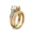 thumbnail image 4 of Women's Stainless Steel 316 Rose Gold Emerald Cut Zirconia Wedding Ring Set Size 9, 4 of 5