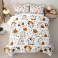 thumbnail image 2 of Homewish Funny Spooky Animal Twin Quilt Set, Halloween Pumpkin Lantern Twin Coverlet Set, Off White Orange, 2-Piece 1 Bedspread and 1 Pillowcase, 2 of 7