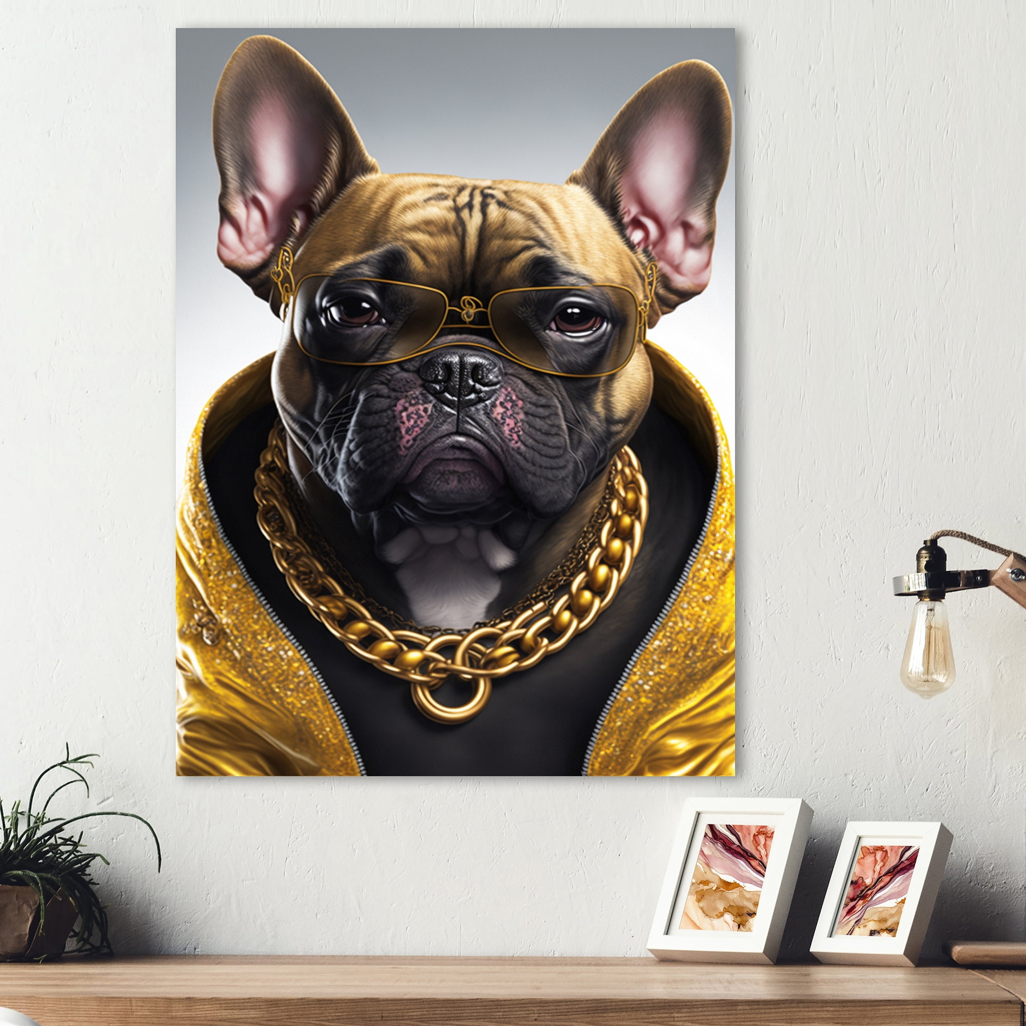 Designart Frenchie Gangster In NYC I Canvas Wall Art