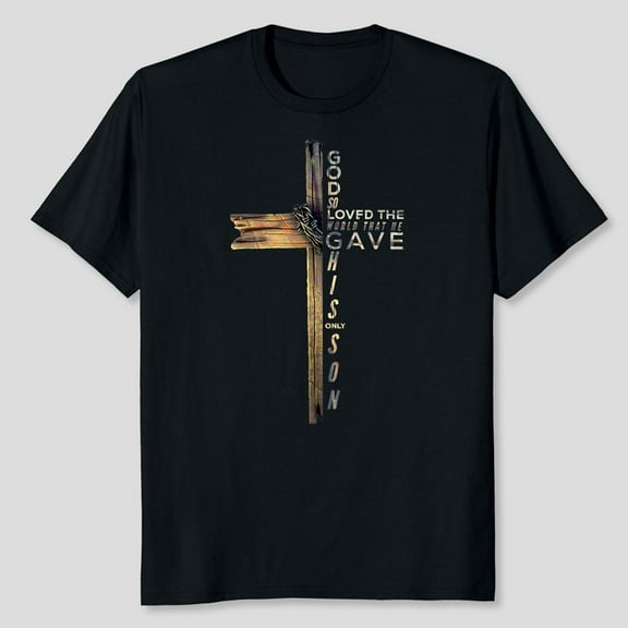 John 3:16 Christian Cross Bible T-Shirt, Men's And Women's Graphic Tee 100% Cotton by TBun, Full Sizes S-5XL