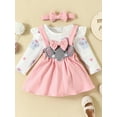 thumbnail image 3 of Caoirhny Baby Girls Cute Clothes Elephant Print Long Sleeves Romper and Suspender Skirt Headband Fall Outfit, 3 of 9