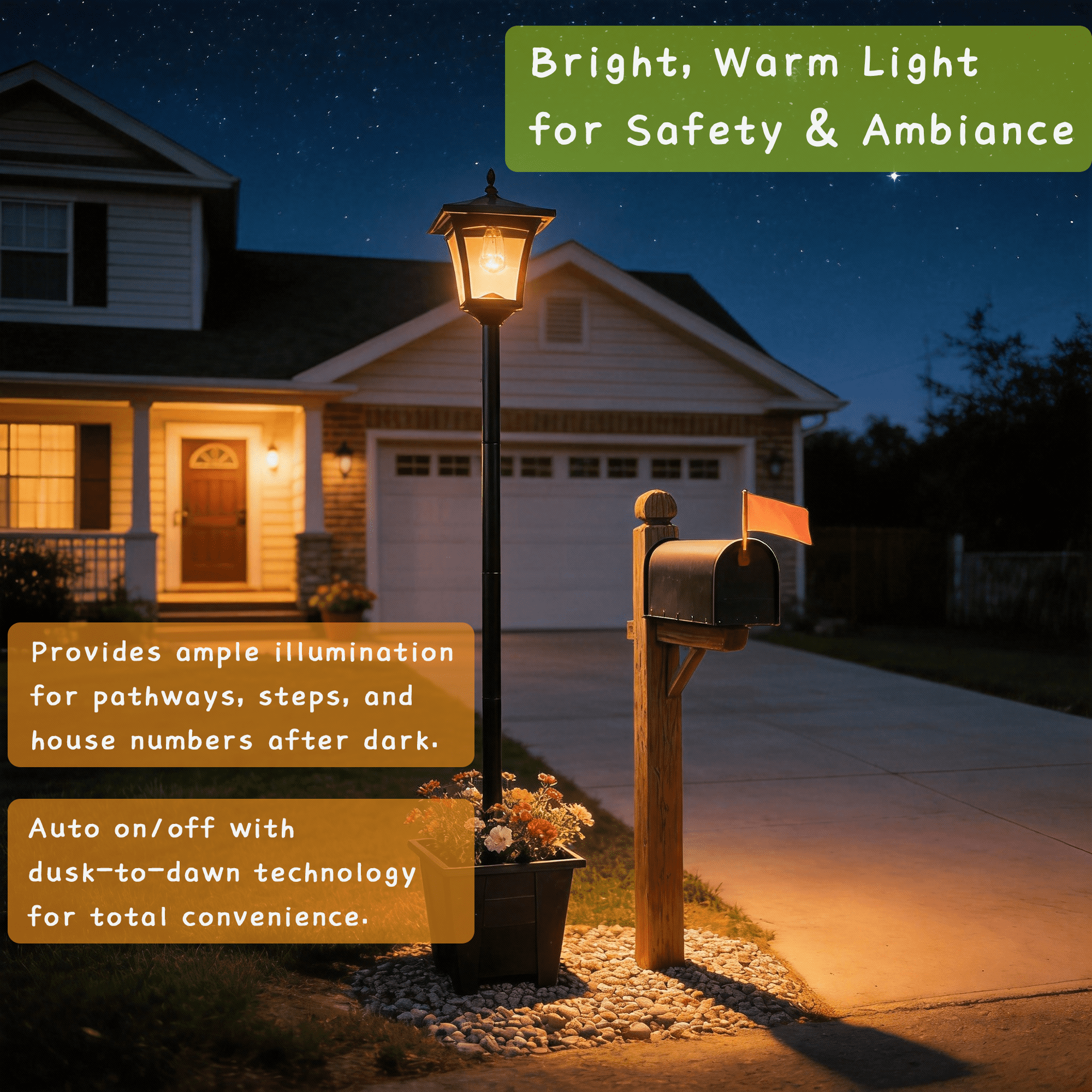 DJGIFI 150/125/100CM Adjustable Height Solar Garden Light Outdoor, Vintage Pathway LED Light with Flower Pot, Auto on/off
