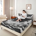 thumbnail image 4 of Feelyou Japanese Ocean Wave Bed Sheets, Starry Sky Black Grey King Sheets, 4pcs, 4 of 7
