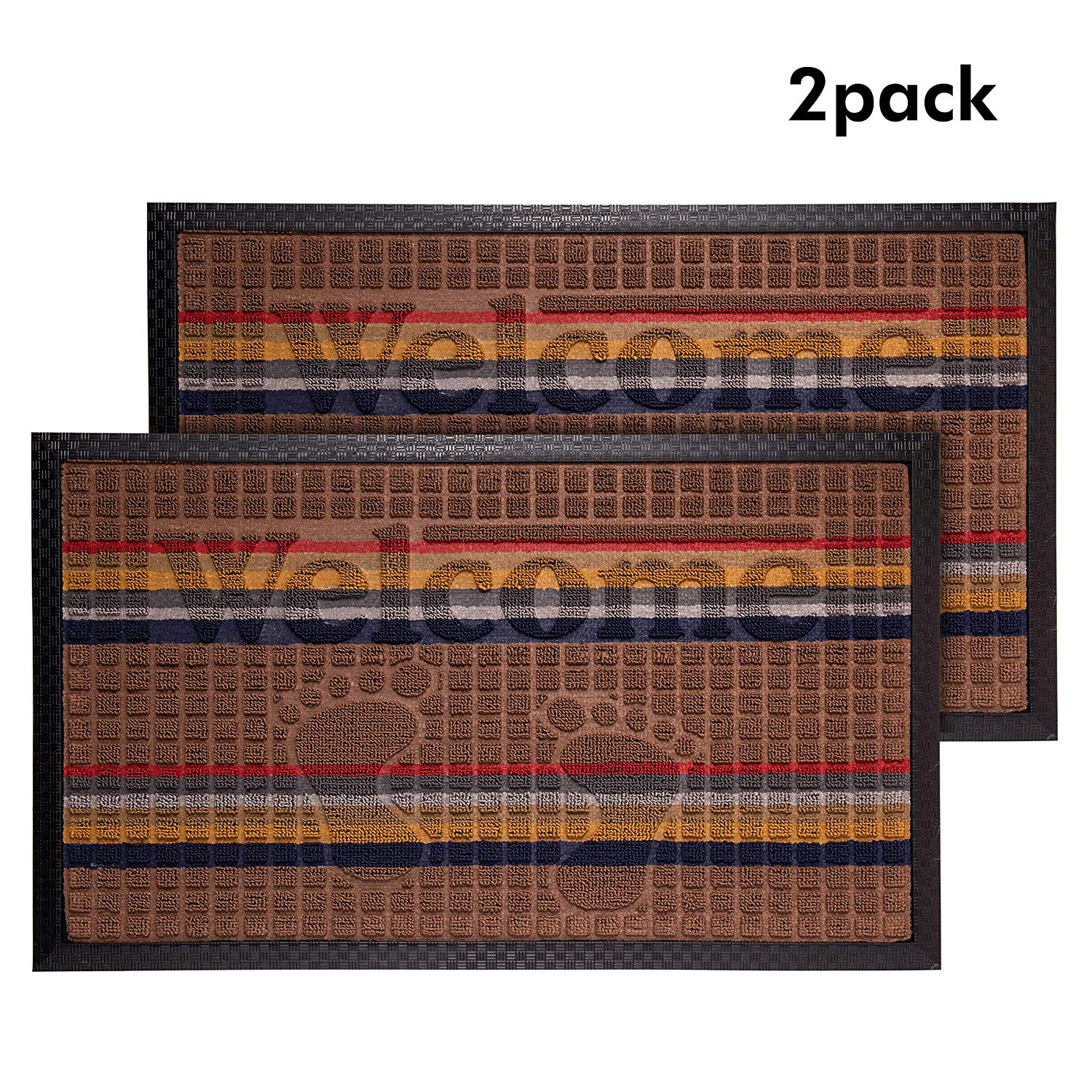 Wendana Door Mat Outdoors, Low Profile Heavy Duty Rubber Durable Non