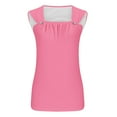 thumbnail image 4 of Tops for Women under $5 Sleeveless Square Collar Solid Color Camisole T-shirt Loose Tank Top Pink, 4 of 5