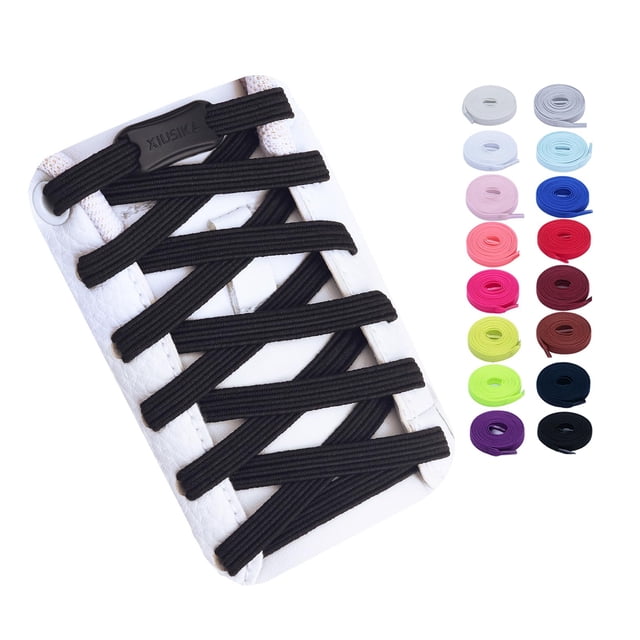 Shoelaces Booyckiy, elásticos sin anudar, 105 cm, para niños y adultos, color negro