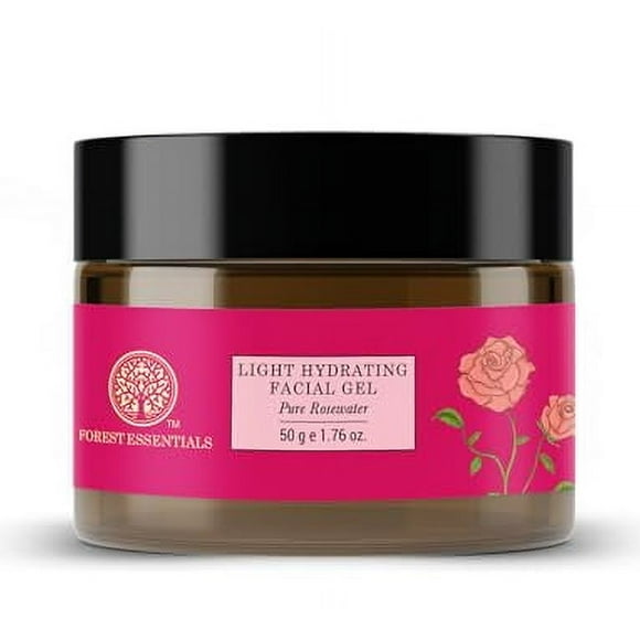 Forest Essentials Light Hydrating Facial Gel Pure Rosewater | Natural Gel Moisturizer For Face | Cooling & Soothing Rosewater Gel | Ideal For Normal Dry & Combination Skin | For Women & Men | 50 G
