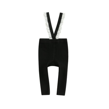 

Cenuakty Baby Boys Girls Suspender Pants Sleeveless Lace Trim Ribbed Knit Overalls Leggings