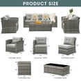 thumbnail image 2 of Royalcraft Outdoor Patio Furniture Set,9 Pieces Outdoor Sectional Wicker Sofa PE Rattan Conversation Sets with Non-slip Cushions,Aluminum Frame,Grey, 2 of 7