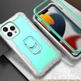thumbnail image 5 of Dteck Back Case For Apple iPhone 13 Pro, Ring Stand Shockproof Hybrid Hard PC Soft Silicone Bumper Heavy Duty Shockproof Three Layer Drop Protective Girls Boy Cute Phone Case(Gray+Mint), 5 of 7