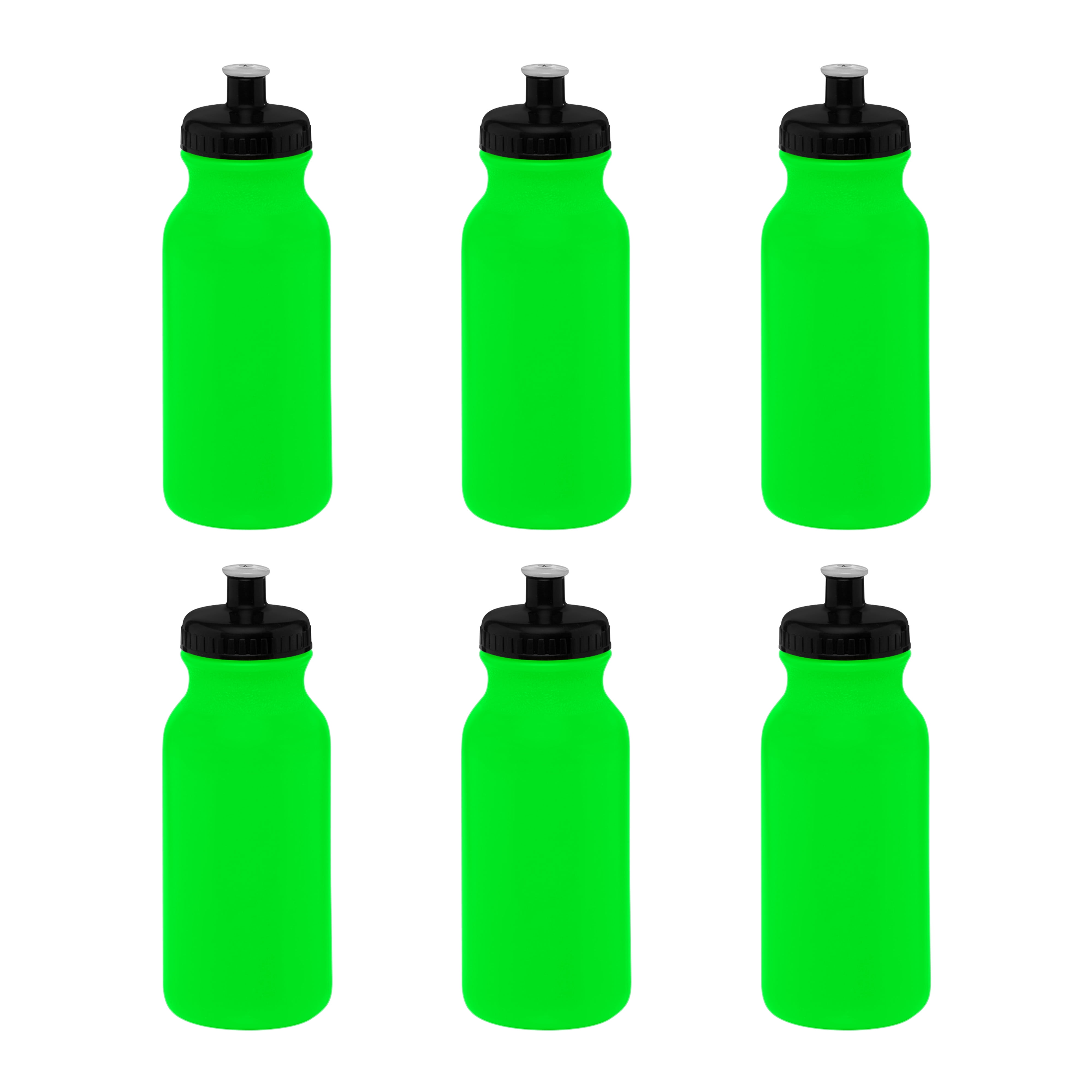 Water Bottle with Push Cap 20 oz. Set of 6, Bulk Pack - Reusable, Leak  Proof, Perfect for Gym, Hiking, Camping, Outdoor Sports - Neon Pink 