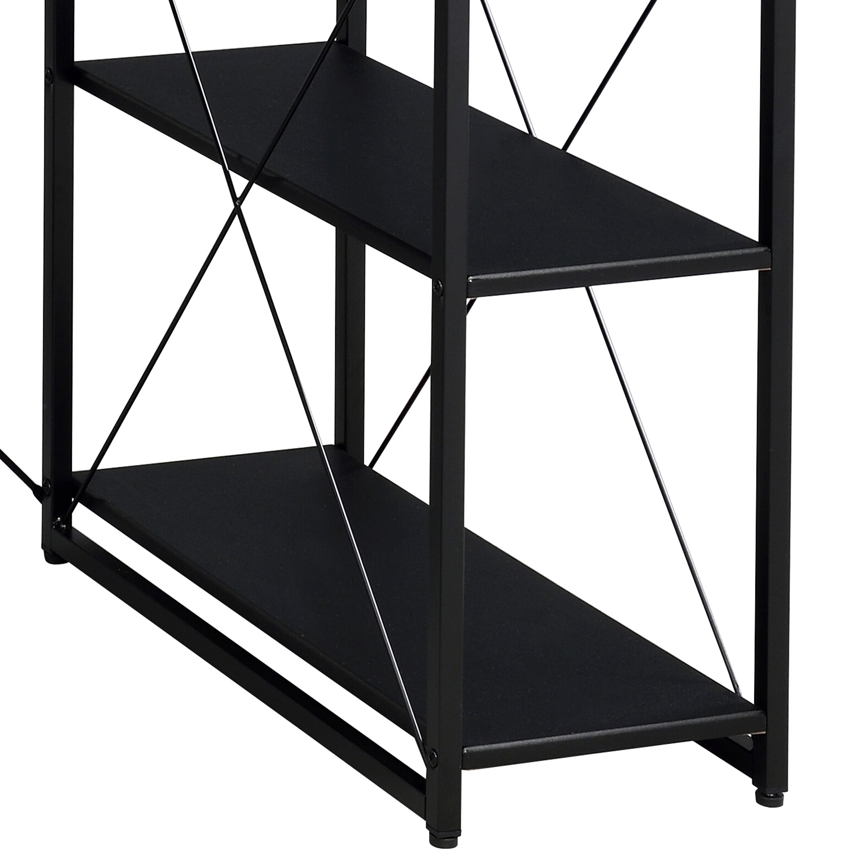 Astoutdoor Black Office Desk with Open Shelves and Hutch