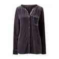 thumbnail image 4 of Scyoekwg Long Sleeve Tee Shirts for Women Trendy V-Neck Tunic Tops Classic Solid Colors Velvet Buttons Pokets Casual Loose Lightweight Blouses Long Sleeve Shirts Comfy Pullover Shirts Purple S, 4 of 5