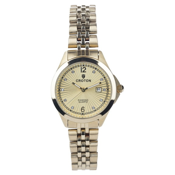 Ladies Goldtone Diamond Bracelet Watch with Goldtone Dial