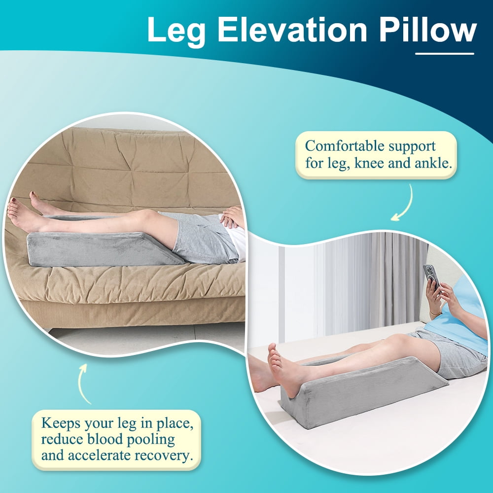 Zelen Leg Elevation Pillow Wedge Knee Leg Rest Pillows for Sleeping Post Surgery Knee Support Foam Bed Wedges Legs Bolster Foot Elevation After Surgery Elevating Pillow Positioning Wedge Cushion