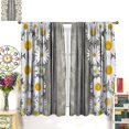 thumbnail image 3 of Rustic Farmhouse Kitchen Curtains,Spring Farm Daisy Floral Flowers Retro Country Wooden Blackout Rod Pocket Window Drapes for Living Room Bedroom Bathroom Home Decor W52xL84in, 3 of 6