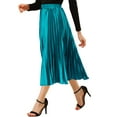 thumbnail image 5 of MODA NOVA Juniors Elastic Waist Metallic Shiny Accordion Pleated Midi Skirt, 5 of 7