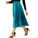 thumbnail image 4 of Falda Midi Plisada Elástica Metálica para Mujeres INSPIRE CHIC 2XL Azul Pavo Real, 4 of 7