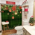 thumbnail image 3 of Christmas Shower Curtain for Bathroom,Winter Xmas Holiday Poinsettia Shower Curtain Set with Hooks,Buffalo Plaid Polyester Fabric Shower Curtains Washable Waterproof Bath Decor 72" x 72", 3 of 6