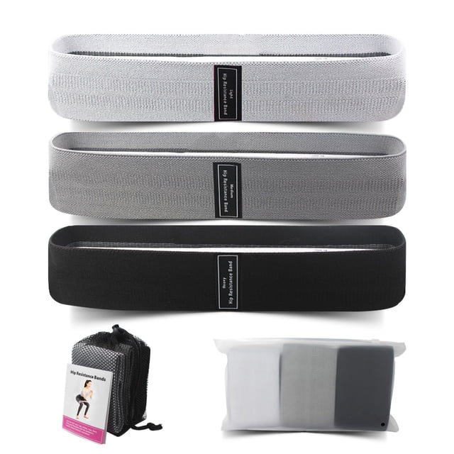 Banda de resistencia para Yoga, 3 uds., bucle de entrenamiento, bandas antideslizantes para sentadillas y cadera para ejercicio físico, gris claro, gris medio y negro YUNYI BRAND Deportes