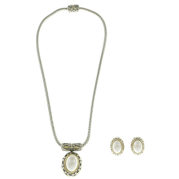 Mi Amore Magnetic Clasp Necklace-Earring-Set Multicolor/Silver-Tone