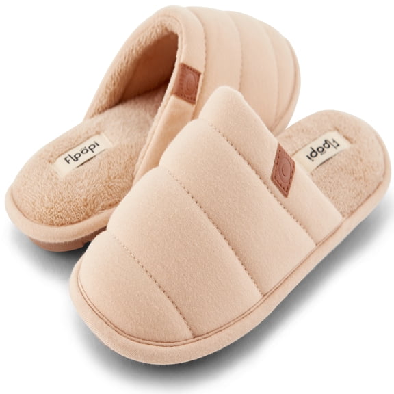 Floopi House Slippers for Women, Soft Upper Jersey Lining, Closed Back Women Slipper, Multiple Layered Comfy Memory Insole Foam with Terry Outsole