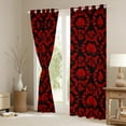 thumbnail image 3 of Manfei Black Red Damask Black Out Curtains for Female, Mystic Western Tribal Curtains Pack of 2 (42x63 Each), Vintage Bohemian Floral Bedroom Curtains, Window Curtains Decor, 3 of 6