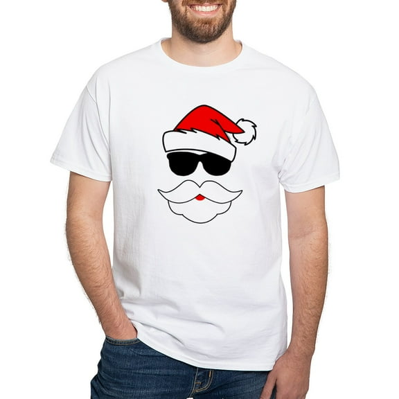 CafePress - Cool Santa Claus White T Shirt - Men's White Classic Cotton T-Shirts