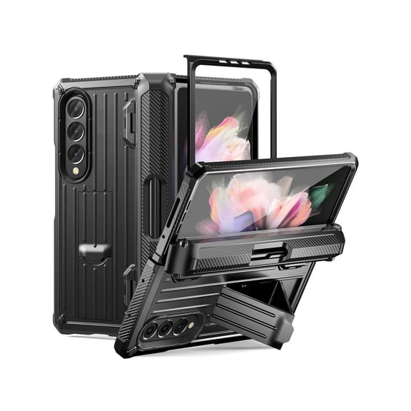 Case for Samsung Galaxy Z Fold 3 5G 2021, Military-Grade Full-Body Shockproof Rugged Bumper Case Cover with Built-in Screen Protector & Kickstand & S Pen Slot