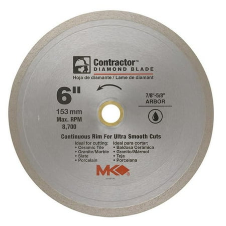 MK Diamond 167566 Continuous Rim Wet Tile Blade, 6 in.