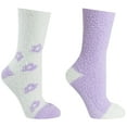 thumbnail image 4 of 2 Pair Pack Non-Skid Lavender Infused Fuzzy Chenille Pink Flower Slipper Socks, 4 of 4