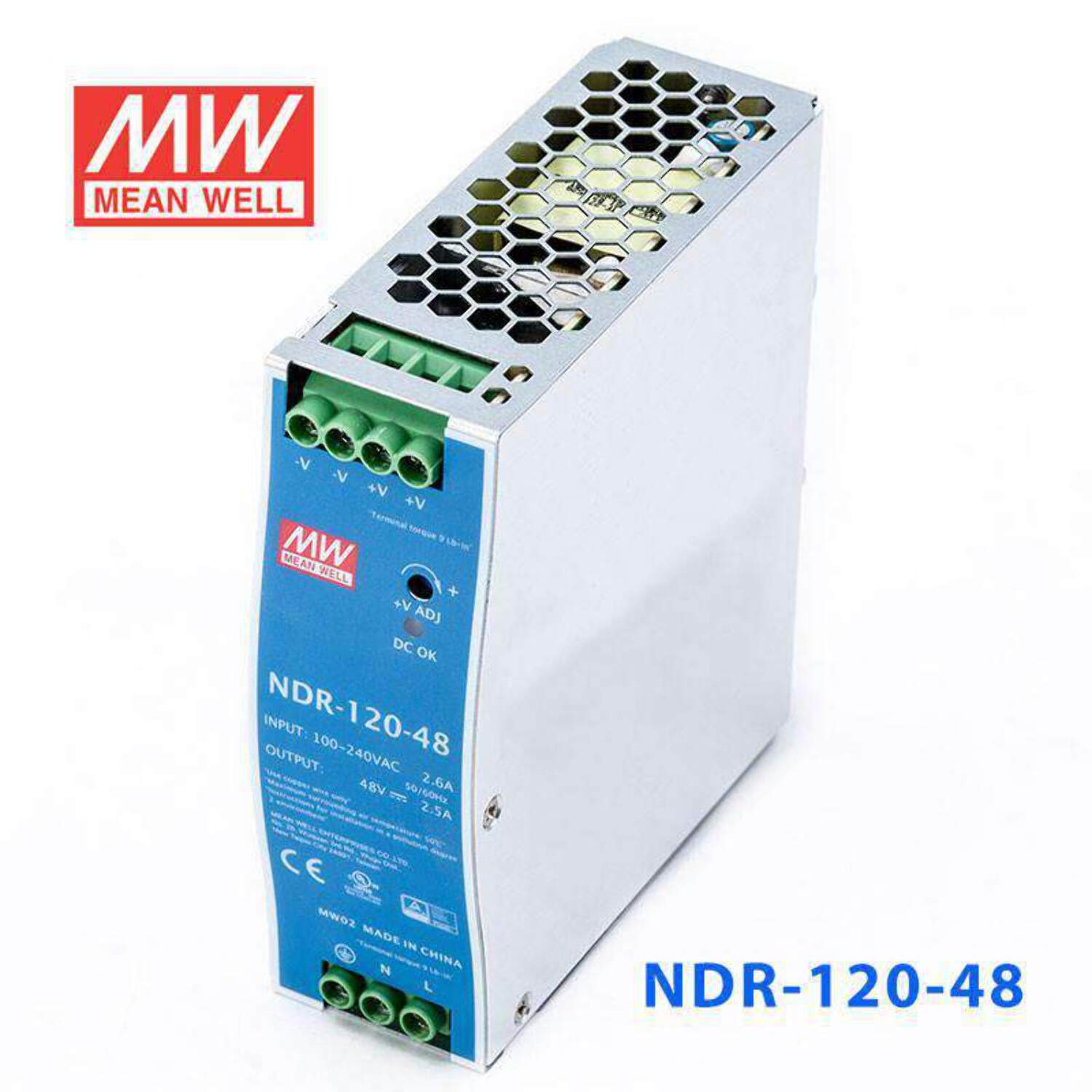 Mean Well NDR-120-48 Single Output Industrial Power Supply 120W 48V - DIN Rail