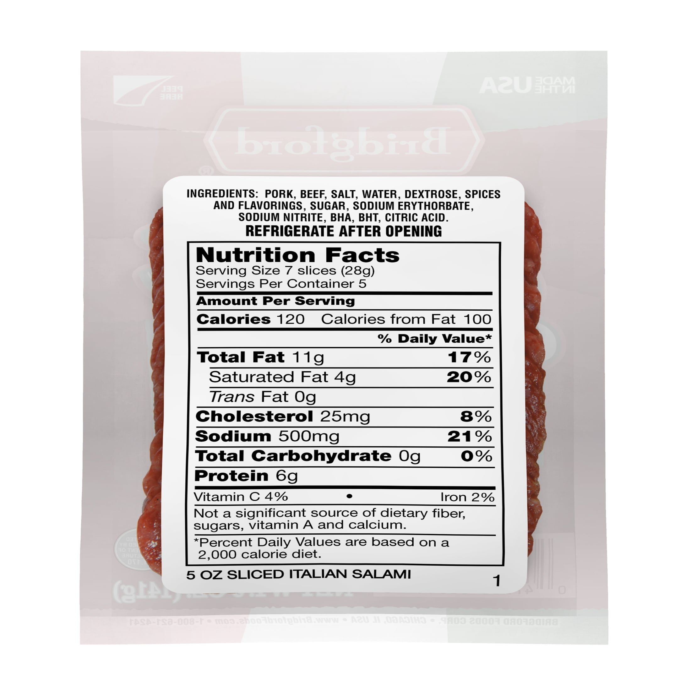 Bridgford Gluten Free Italian Salami Sliced, 5 oz pack
