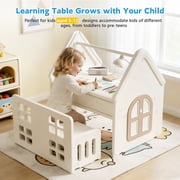 Funjoypals 9 in 1 Multifunctional Kids Activity Table Building Block Drawing Table for Children Kids Age 3-8 Indoor Playroom Bedroom