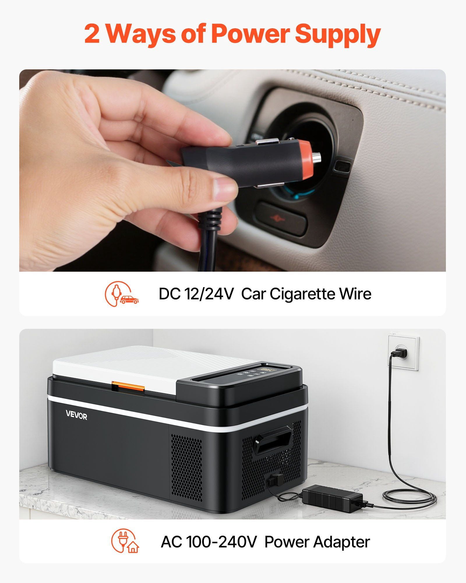 Car Refrigerator, DC 12/24V AC100-240V Compressor Electric Cooler, -4 ° F to 68 ° F Car Fridge with APP Control, 21 QT Cars Freezer for RVs, Campsites, Boats, Camping, Fishing, 60W Portable Freezer