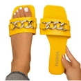 thumbnail image 4 of HWRETIE Women's Open Toe Chain Decor Slide Sandals Summer Fashion Casual Slippers Lightweight Flat Shoes for Daily Wear Vacation Outdoor Use Yellow, 4 of 5