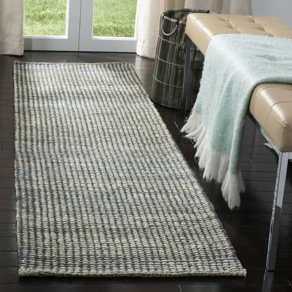 SAFAVIEH Marbella Christina Solid Runner Rug, Blue/Ivory, 2'3" x 8'