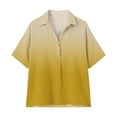 thumbnail image 4 of Favoffer Women's Linen Blouse Turtleneck Short Sleeve Solid Color Button Snap V Neck Daily Office Streetwear Fashion Casual Shirt, 4 of 7