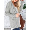 thumbnail image 2 of Women's Open Front Cardigan Sweater Casual Button Down Cable Knit Sweater Coat, 2 of 4
