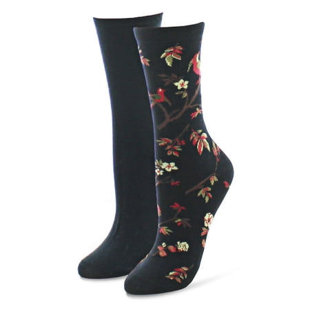 

MeMoi Exotic Birds Cotton Blend 2 Pair Pack Crew Socks - Womens - Female