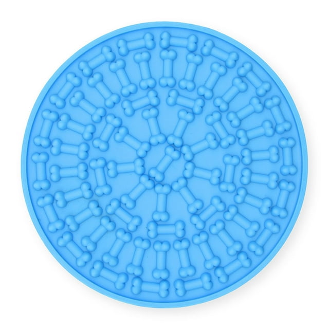 Pet Lick Pad Slow Food Dispensing Mat Pet Showering Distraction Device Silicone Pad Wall Mounted, Light Blue