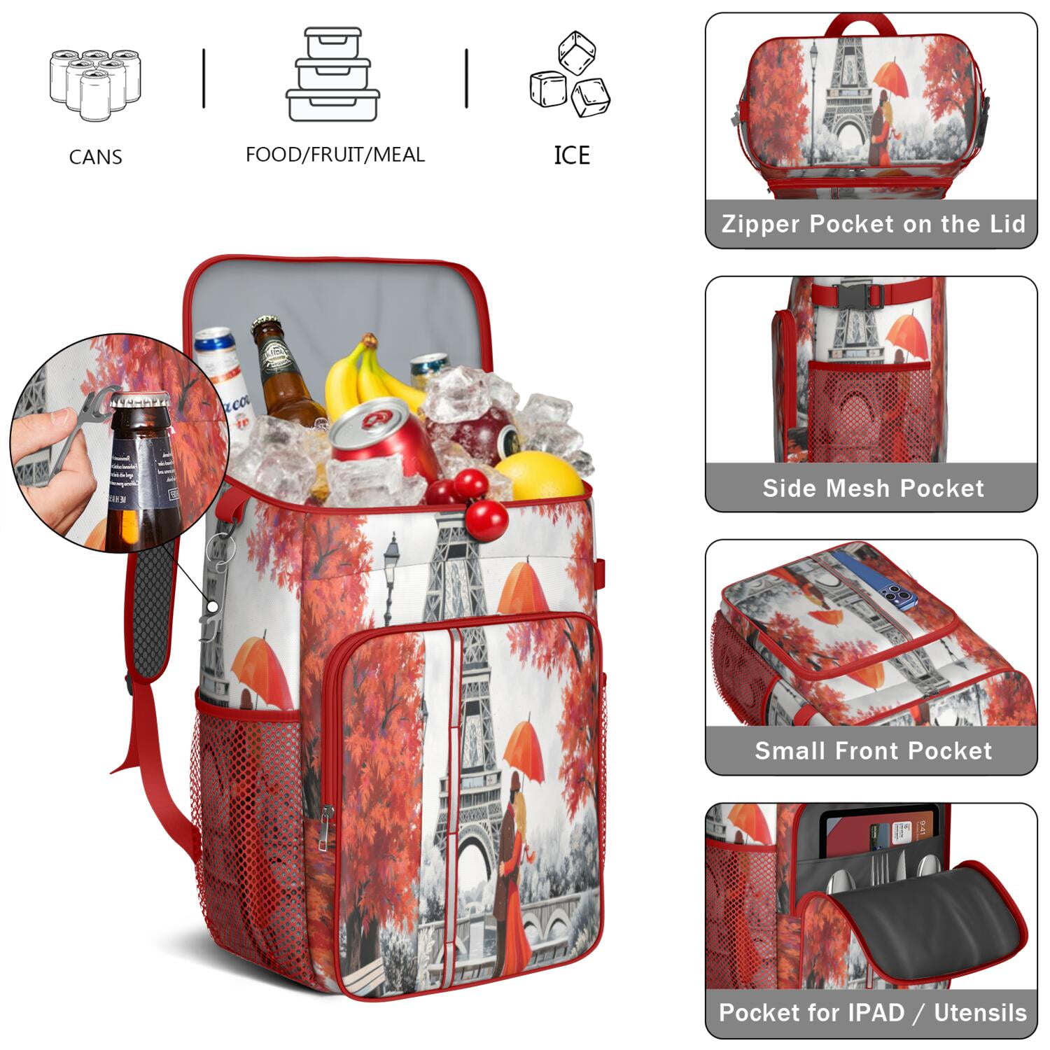 Tower Pink Cooler Backpack Insulated Waterproof Leak Proof Backpack Cooler Lightweight Lunch Picnic Camping Backpack Cooler for Men Women