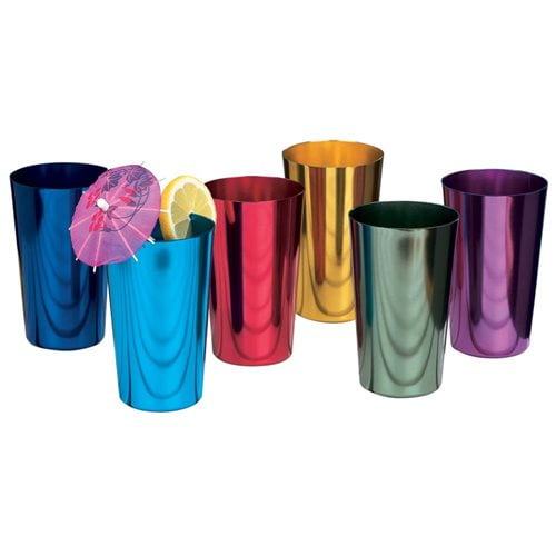 6 Anodized Aluminum Drinking Tumblers 16 oz Vintage Retro Glasses Water Cup Set 